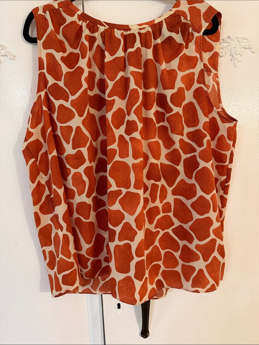 Ann Taylor Rust and Cream Giraffe-Print Sleeveless Top